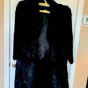 Black rabbit fur coat